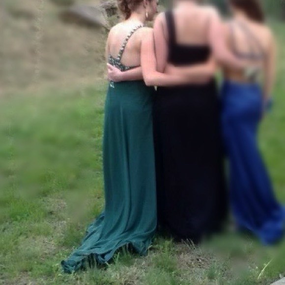 Green one strap slitted prom dress - Picture 3 of 3